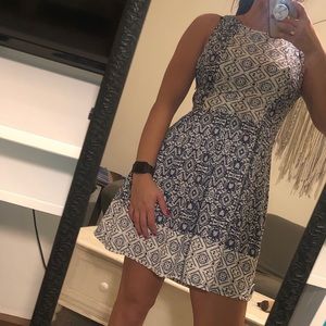 Blue and white dress